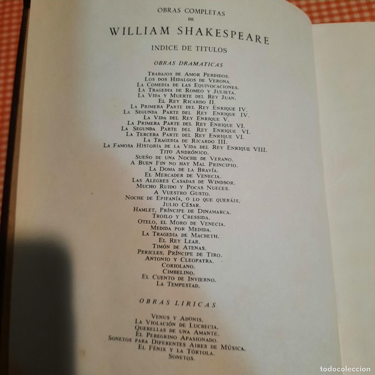 Libros de segunda mano: William Shakespeare Obras completas - Foto 5