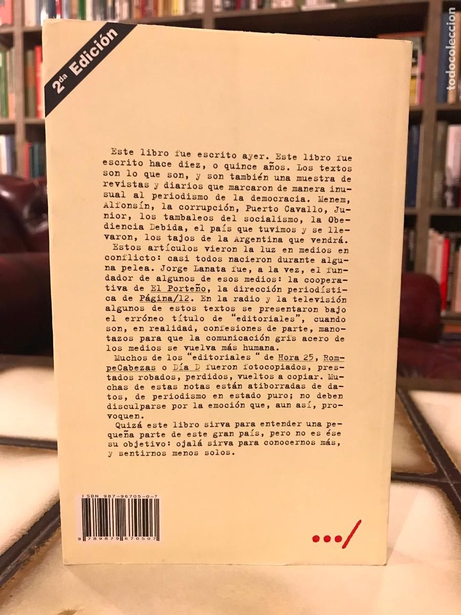 Libros de segunda mano: Vuelta de p&aacute;gina. Jorge Lanata. - Foto 2