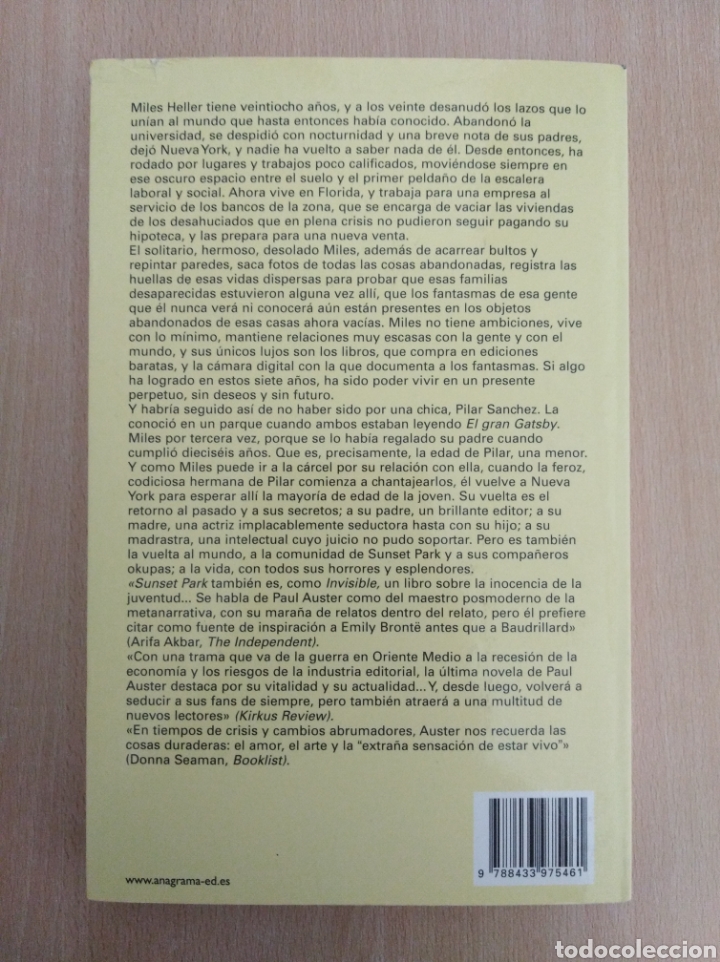 Libros de segunda mano: SUNSET PARK. Paul Auster. Anagrama - Foto 2