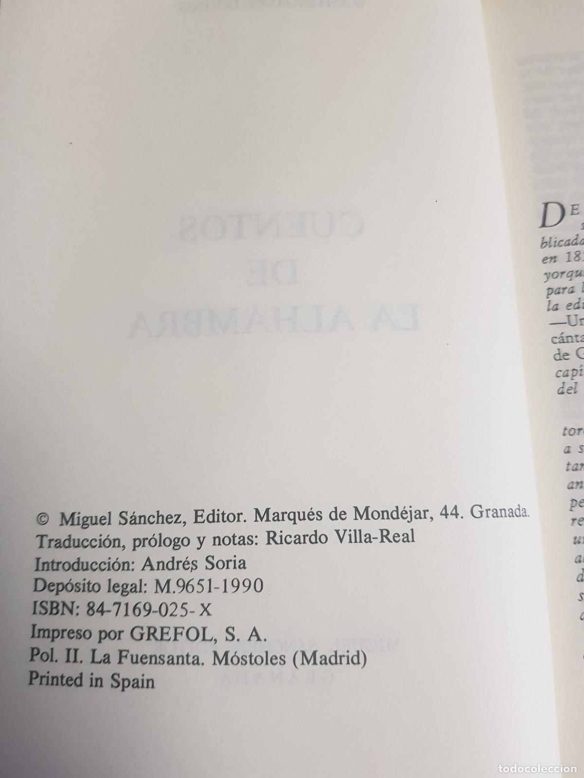 Libros de segunda mano: Cuentos de la Alhambra - W. Irving - Foto 2