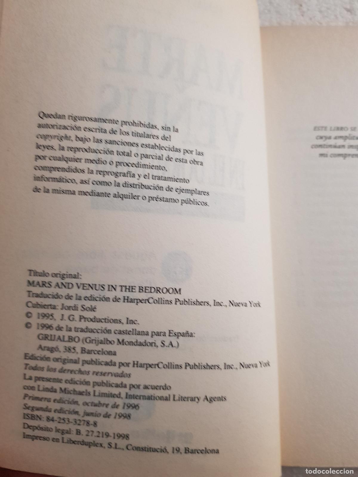 Libros de segunda mano: Marte y venus en el dormitorio - John Gray - Foto 4