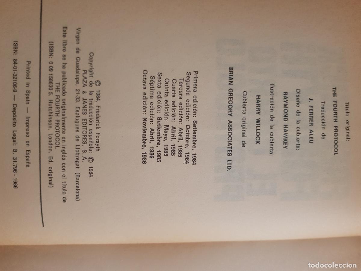 Libros de segunda mano: El cuarto protocolo - Frederick Forsyth - Foto 4
