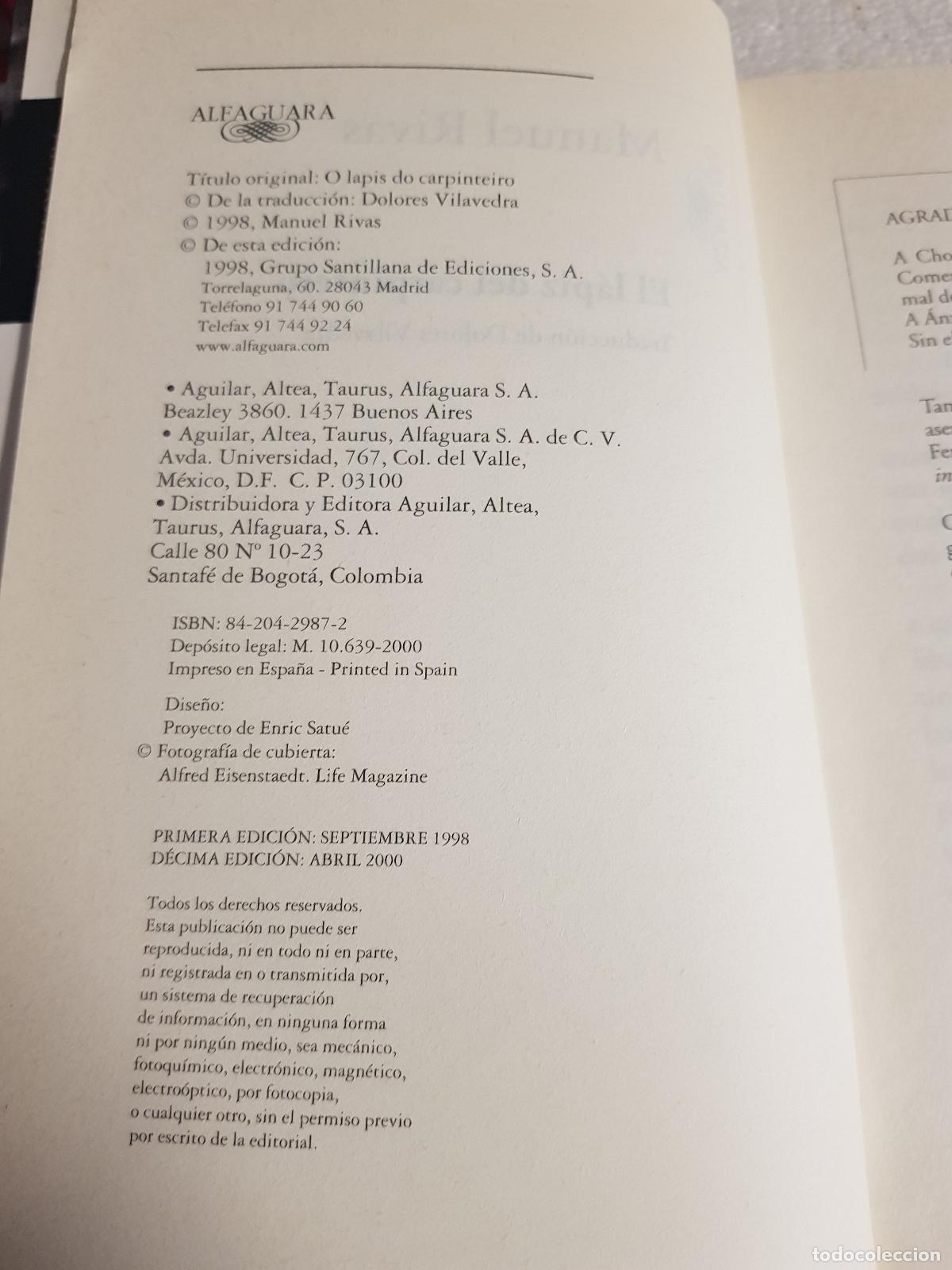 Libros de segunda mano: El l&aacute;piz del carpintero - Manuel Rivas - Foto 3
