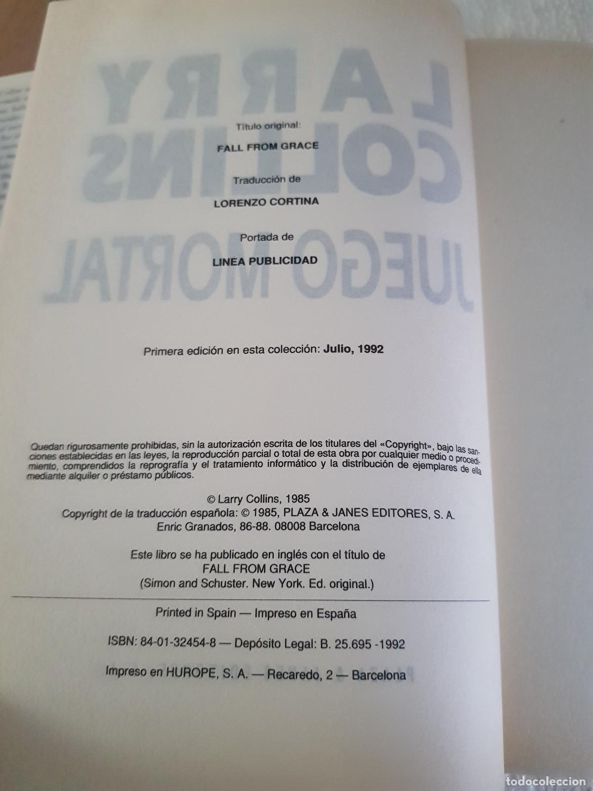 Libros de segunda mano: Juego Mortal - Larry collins - Foto 3