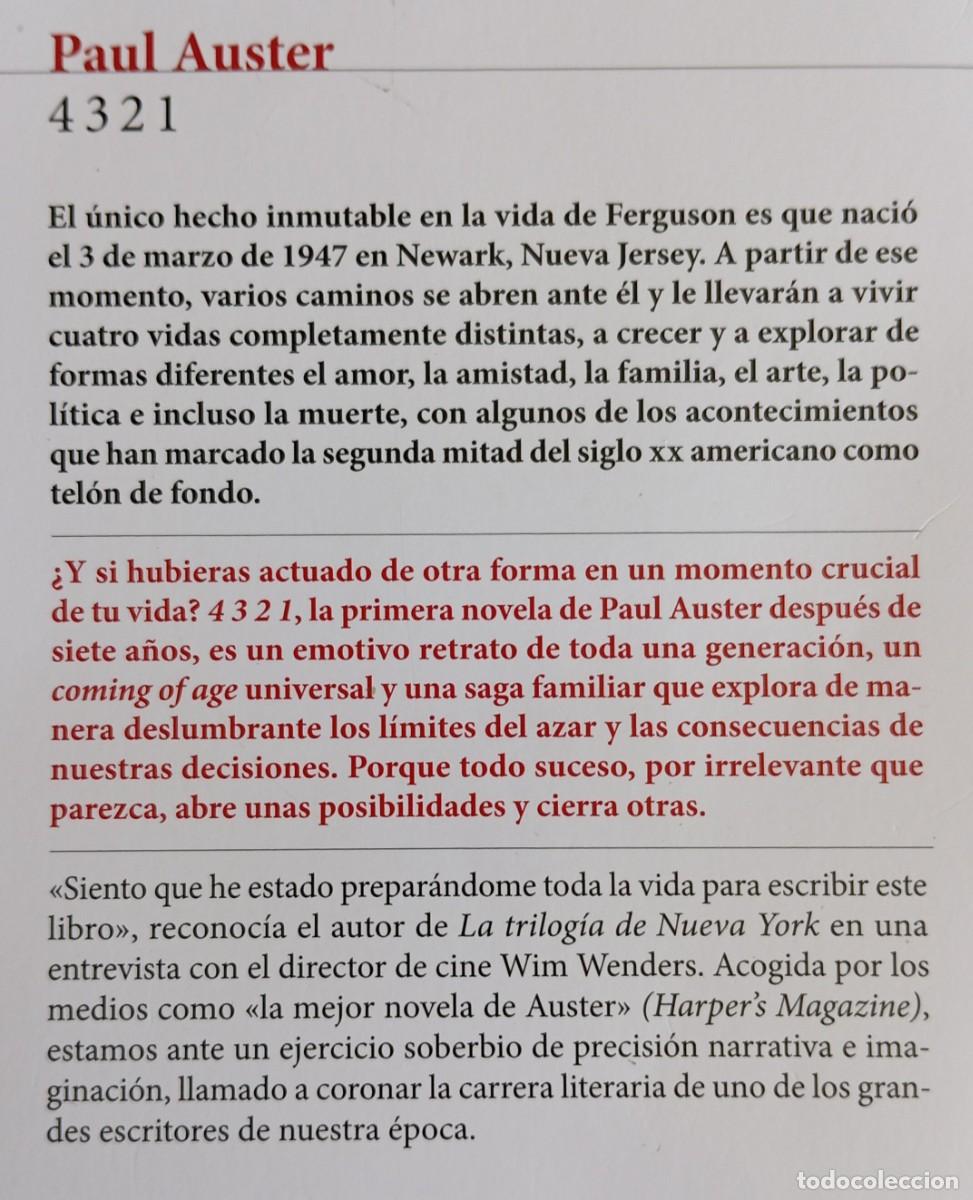 Libros de segunda mano: 4 3 2 1 - PAUL AUSTER - Foto 2