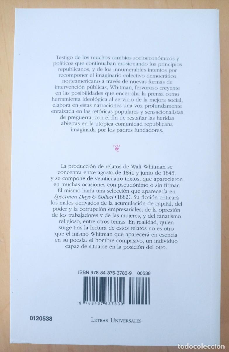 Libros de segunda mano: WALT WHITMAN RELATOS - Foto 2