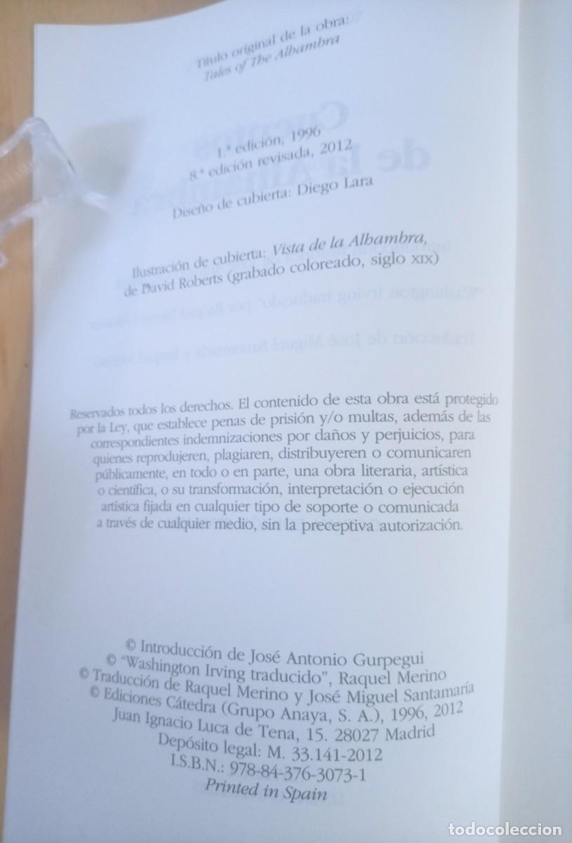 Libros de segunda mano: WASHINGTON IRVING CUENTOS DE LA ALHAMBRA - Foto 4