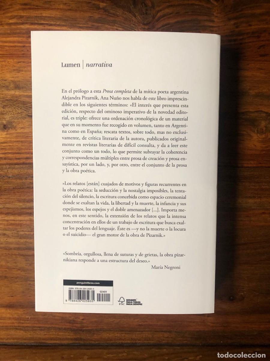 Libros de segunda mano: Prosa completa. Alejandra Pizarnik. Lumen - Foto 2