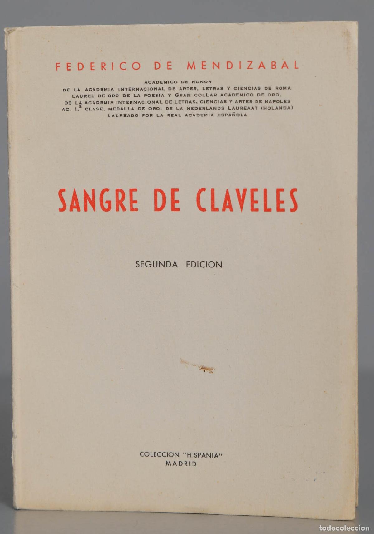 Libros de segunda mano: Sangre de claveles Mendiz&aacute;bal - Foto 1