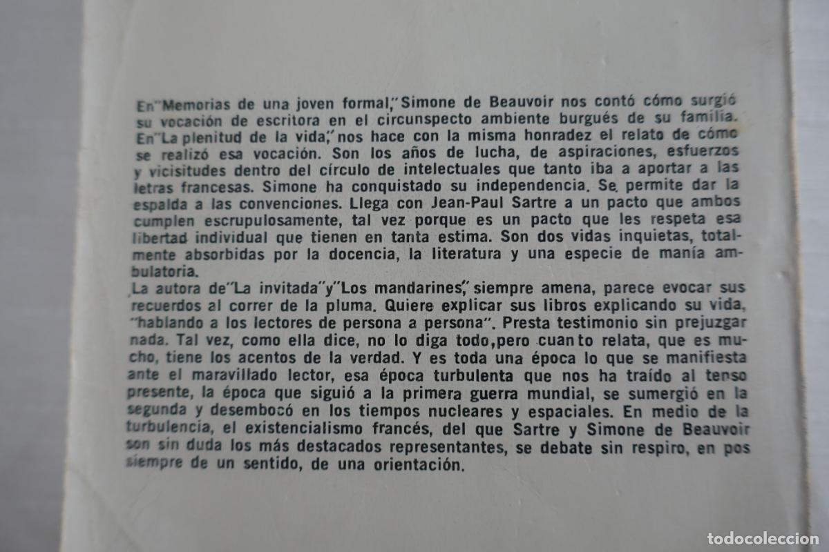 Libros de segunda mano: Simone de Beauvoir - La plenitud de la vida. - Foto 10