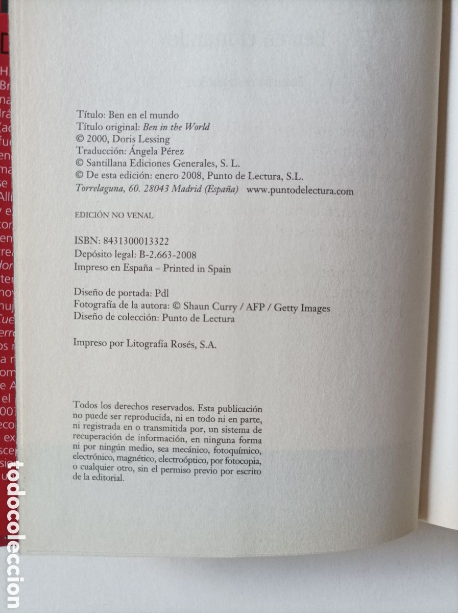 Libros de segunda mano: Ben en el mundo/ Doris Lessing - Foto 3