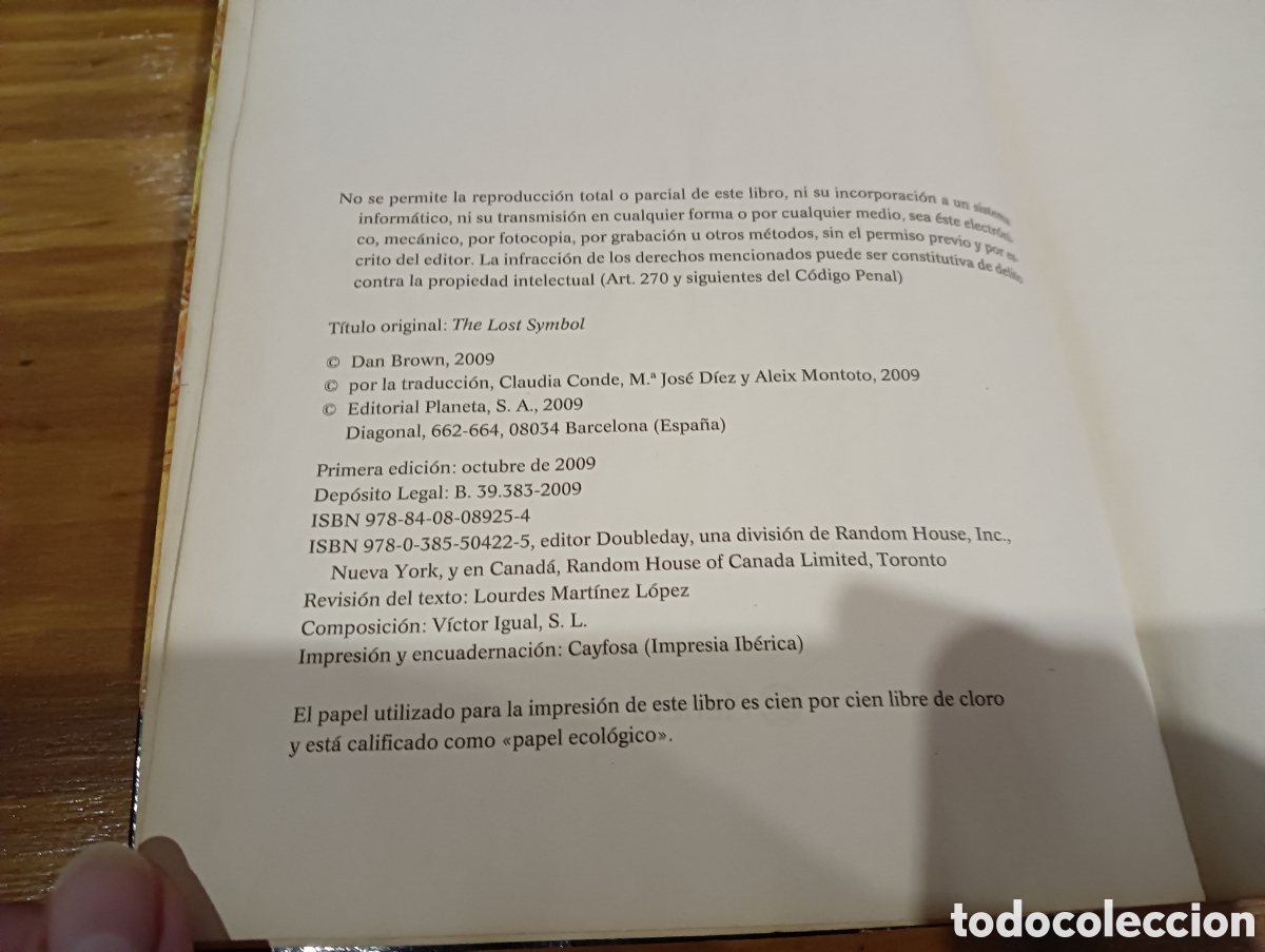 Libros de segunda mano: El s&iacute;mbolo perdido. Dan Brown - Foto 3