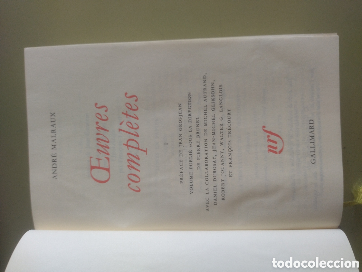 Libros de segunda mano: OEUVRES COMPLETES, ANDRE MALRAUX, GALLIMARS, 1989 - Foto 3