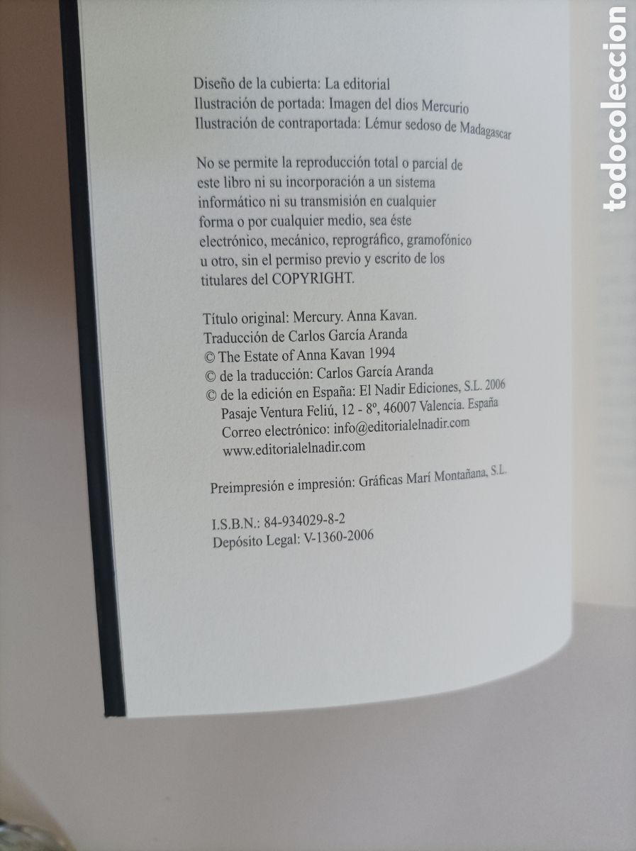 Libros de segunda mano: Mercury / Anna Kavan, versi&oacute;n en espa&ntilde;ol - Foto 3
