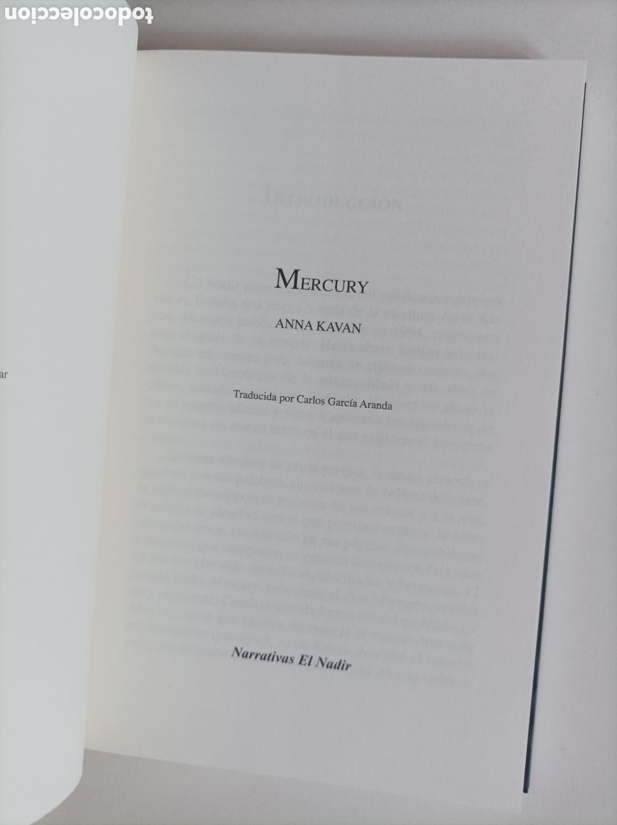 Libros de segunda mano: Mercury / Anna Kavan, versi&oacute;n en espa&ntilde;ol - Foto 2
