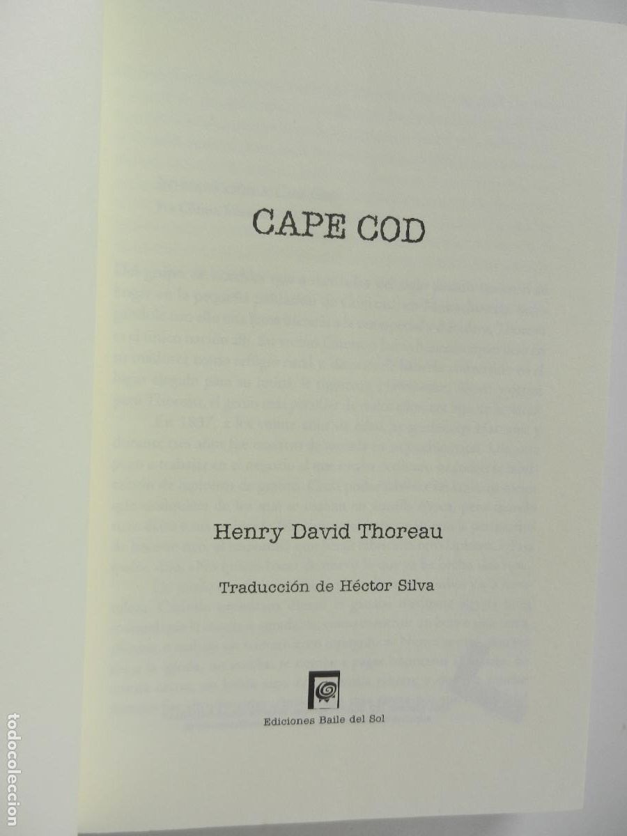 Libros de segunda mano: CAPE COD - HENRY DAVID THOREAU - EDICIONES DE BAILE DEL SOL 2009. - Foto 3