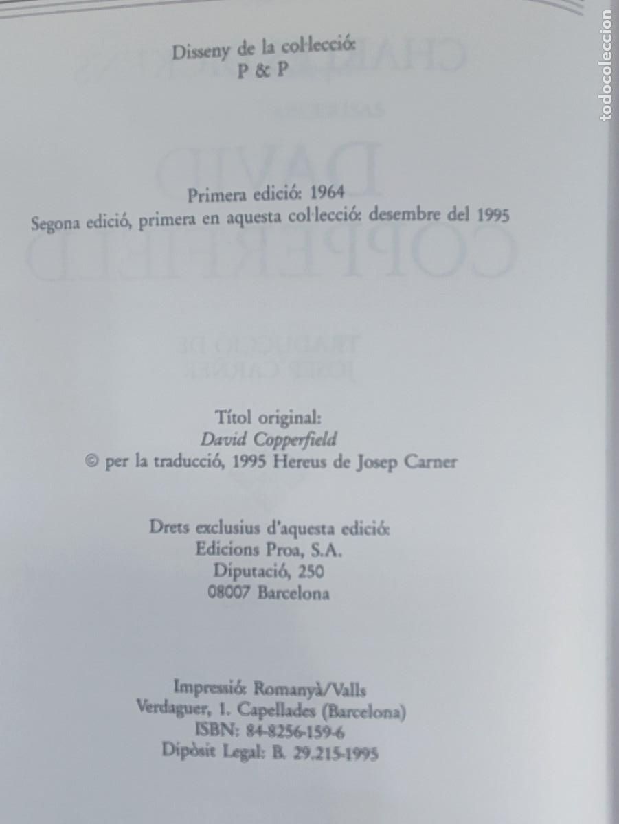 Libros de segunda mano: DAVID COPPERFIELD / CHARLES DICKENS / 1995. PROA / CATALAN - Foto 3