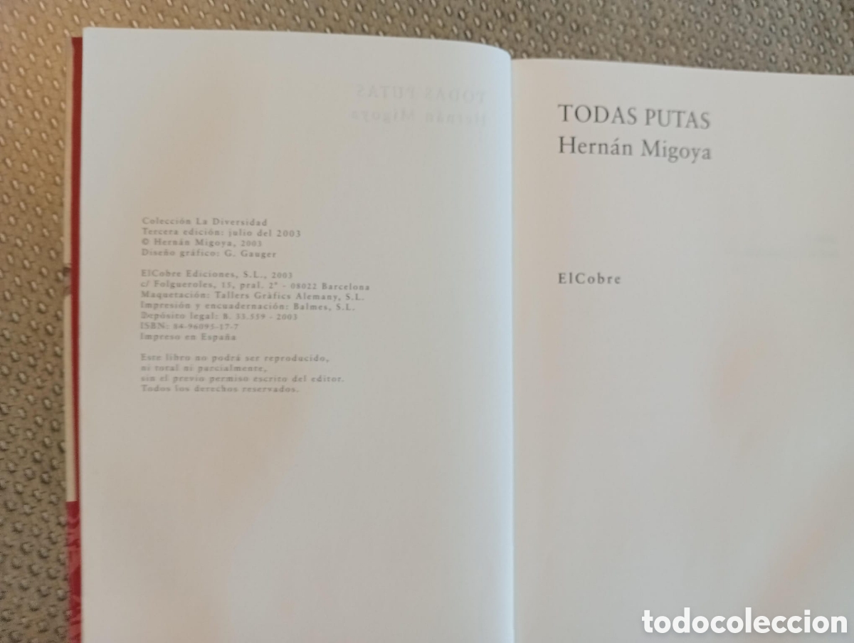Libros de segunda mano: Todas putas / Hern&aacute;n Mingoya - Foto 3