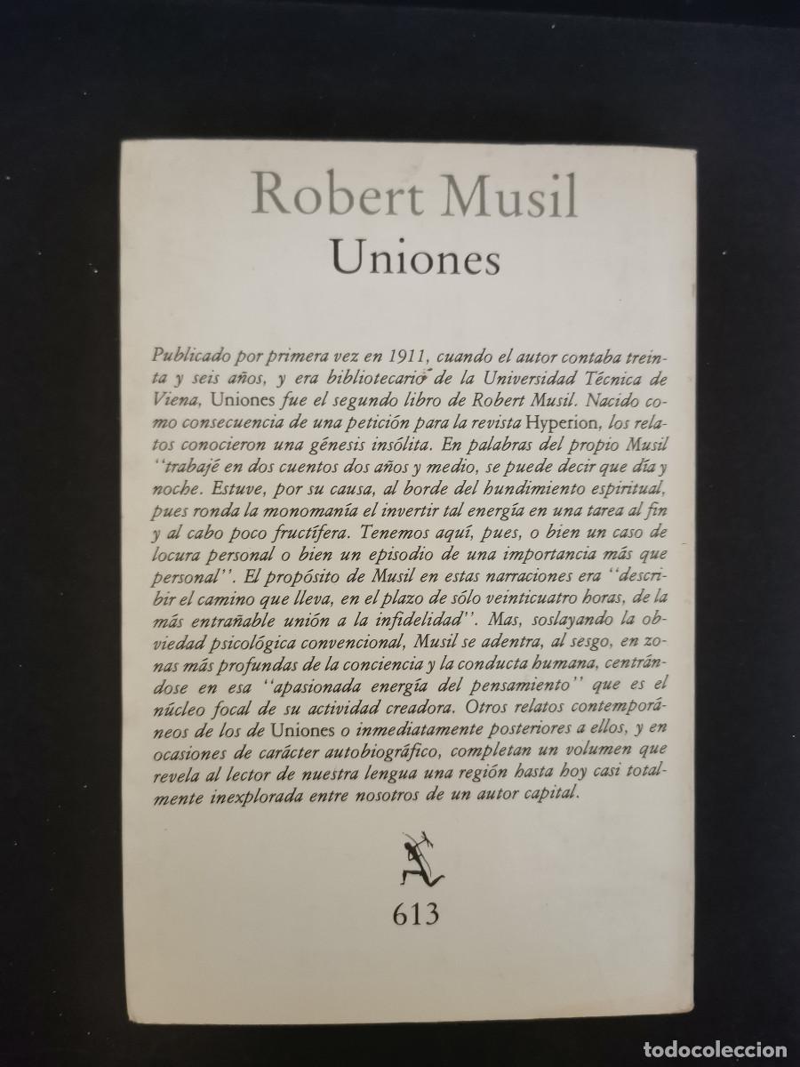 Libros de segunda mano: Uniones. Robert Musil - Foto 2