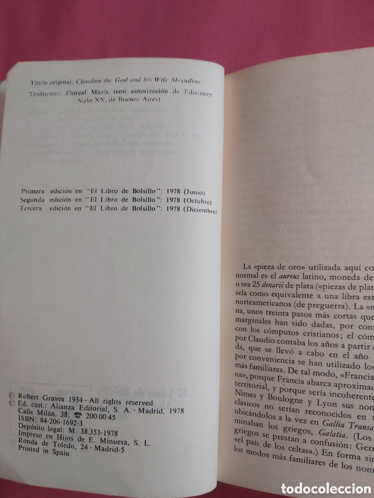 Libros de segunda mano: CLAUDIO EL DIOS # ROBERT GRAVES # ALIANZA EDITORIAL 1978 - Foto 2