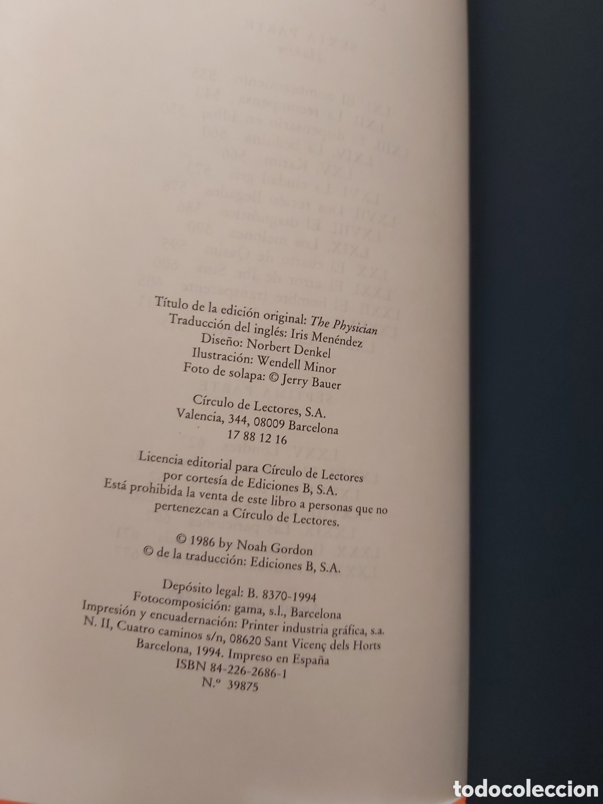 Libros de segunda mano: EL M&Eacute;DICO # NOAH GORDON # CIRCULO DE LECTORES 1994 - Foto 6
