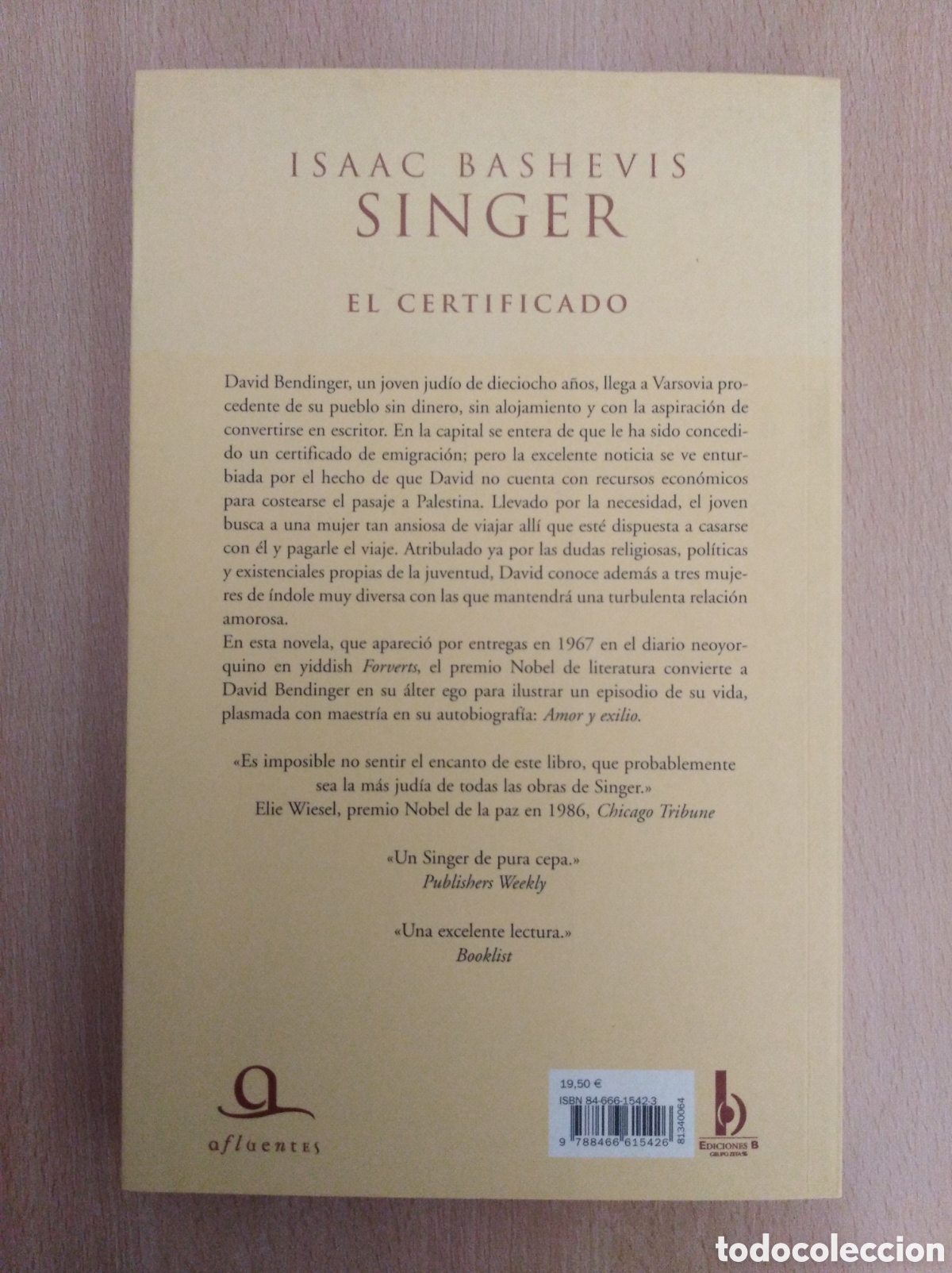 Libros de segunda mano: EL CERTIFICADO. Isaac Bashevis Singer. Ediciones B - Foto 2