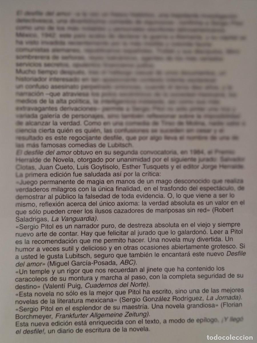 Libros de segunda mano: EL DESFILE DEL AMOR - SERGIO PITOL - Foto 2