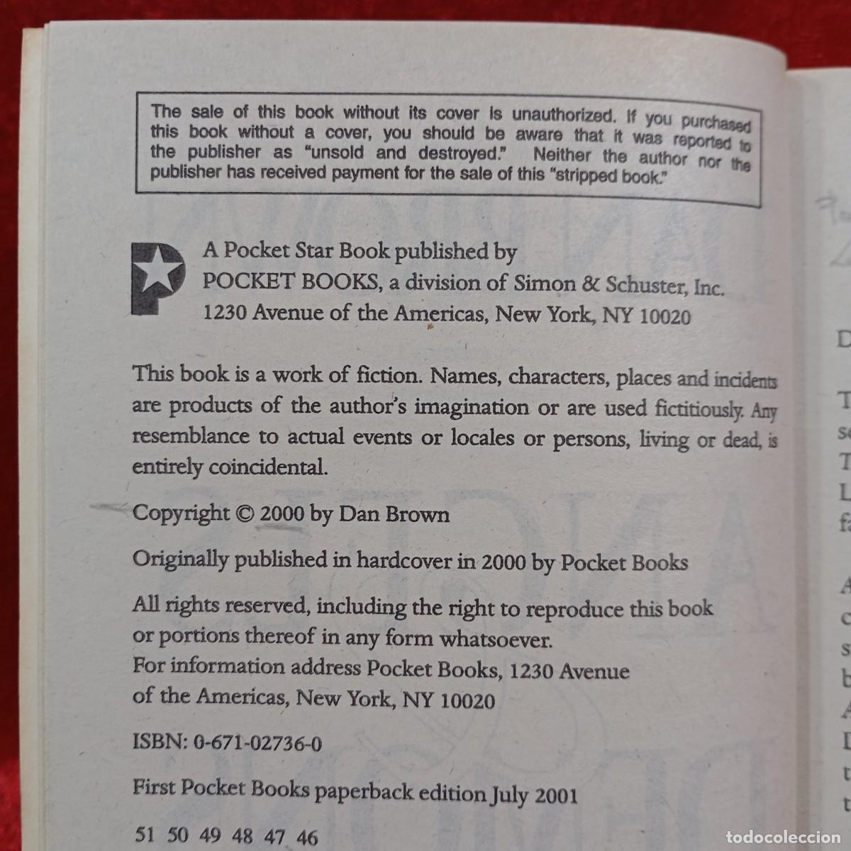Libros de segunda mano: DAN BROWN - ANGELS & DEMONS - POCKET STAR BOOKS - 2000 / 598-E - Foto 4