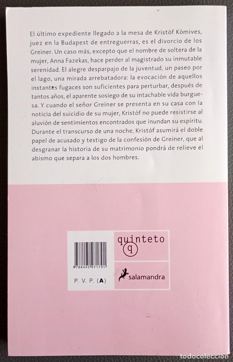 Libros de segunda mano: S&aacute;ndor M&aacute;rai . Divorcio en Buda - Foto 2