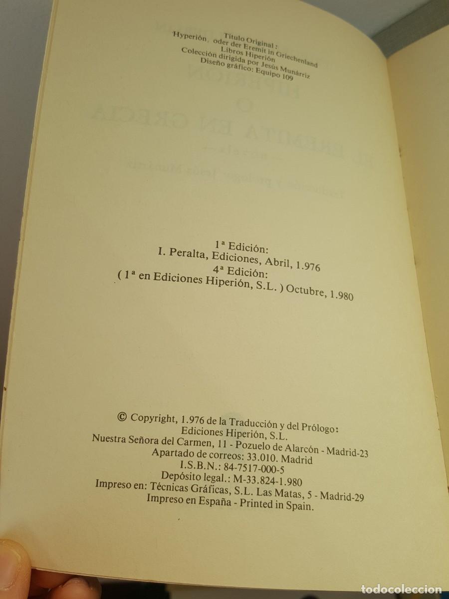 Libros de segunda mano: Hiperi&oacute;n. Friedrich H&ouml;lderlin - Foto 2