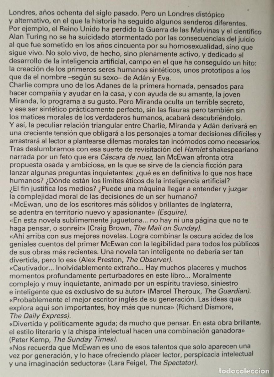 Libros de segunda mano: MAQUINAS COMO YO - IAN McEWAN - Foto 2