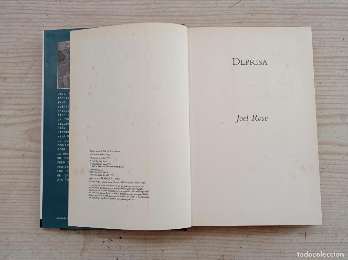 Libros de segunda mano: Deprisa - Joel Rose - 1997 - Ediciones B - Foto 3