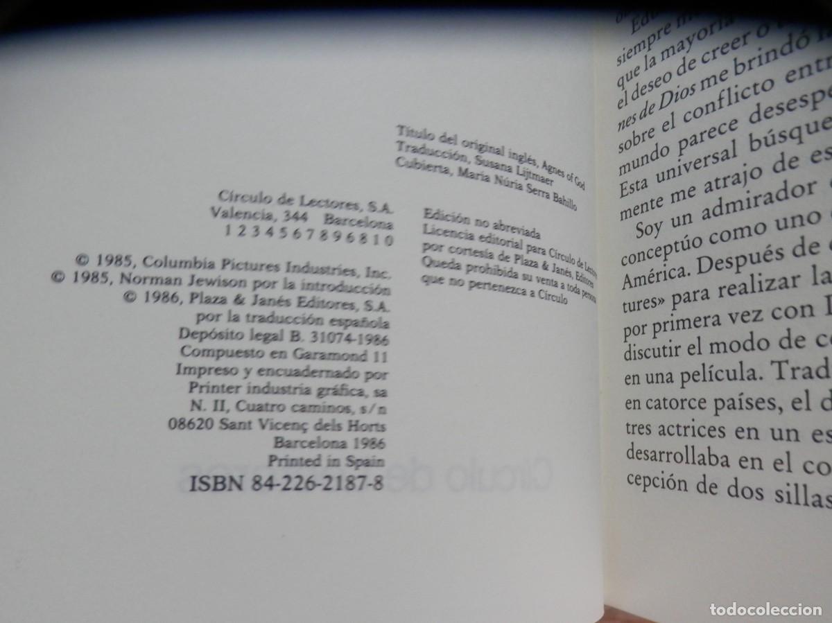 Libros de segunda mano: Agnes de Dios. Leonore Fleischer. C&iacute;rculo de Lectores, 1986 - Foto 5