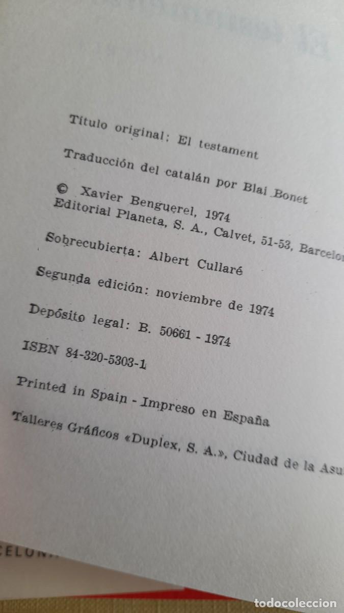 Libros de segunda mano: Libro El testamento Xavier Benguerel - Foto 2
