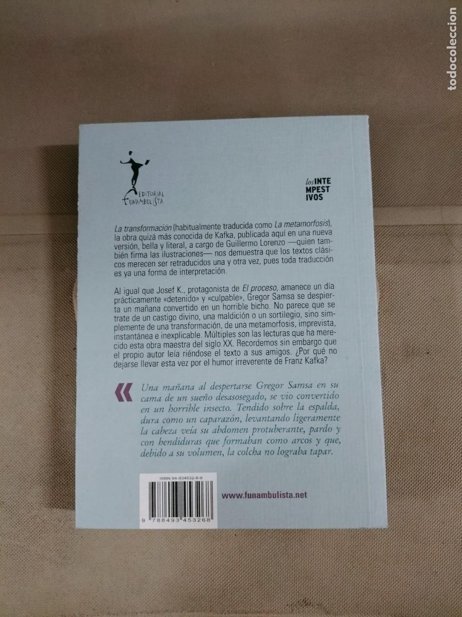 Libros de segunda mano: La transformaci&oacute;n - Franz Kafka - Foto 2
