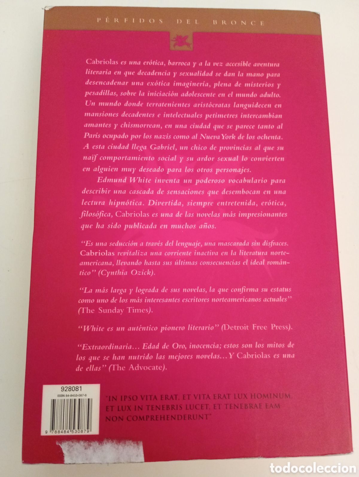 Libros de segunda mano: Edmund White . Cabriolas. Ediciones del Bronce . - Foto 2
