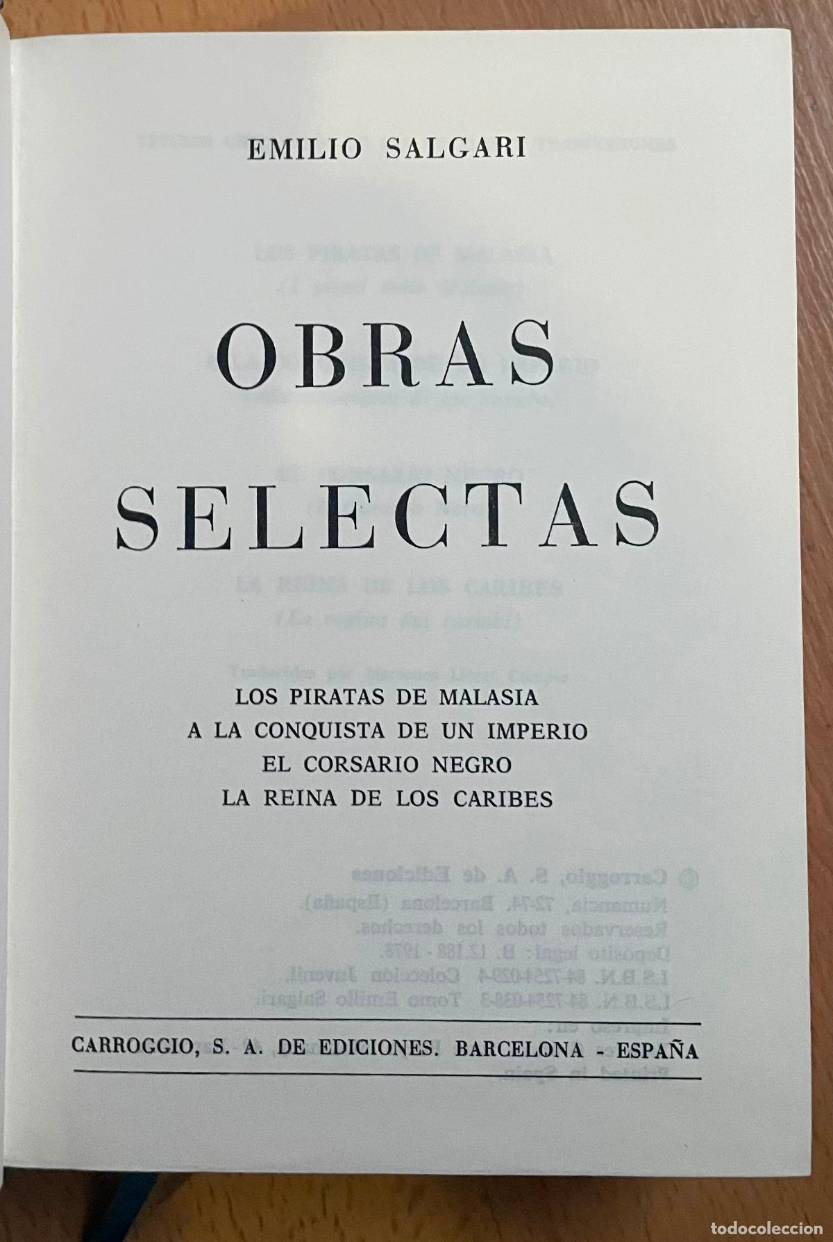 Libros de segunda mano: EMILIO SALGARI ,OBRAS SELECTAS Carroggio - Foto 1