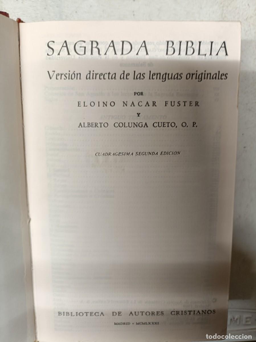 Libros de segunda mano: Libro sagrada biblia versi&oacute;n directa de las lenguas originales - Foto 1