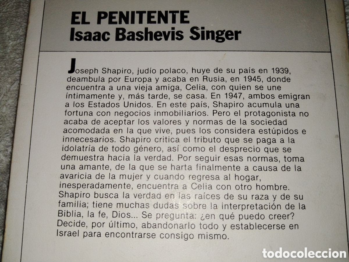 Libros de segunda mano: El penitente. Isaac Bashevis Singer. - Foto 2