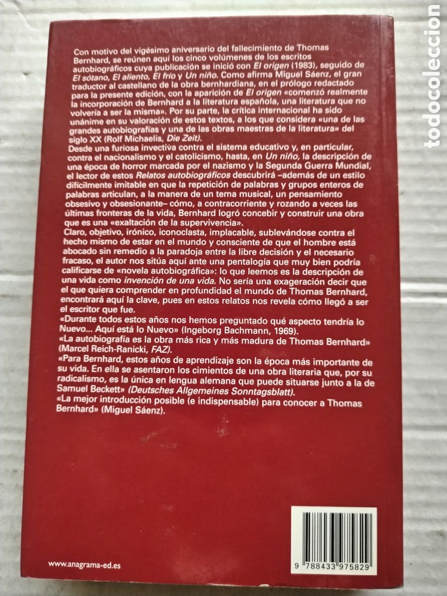 Libros de segunda mano: RELATOS AUTOBIOGRAFICOS/THOMAS BERNHARD - Foto 3