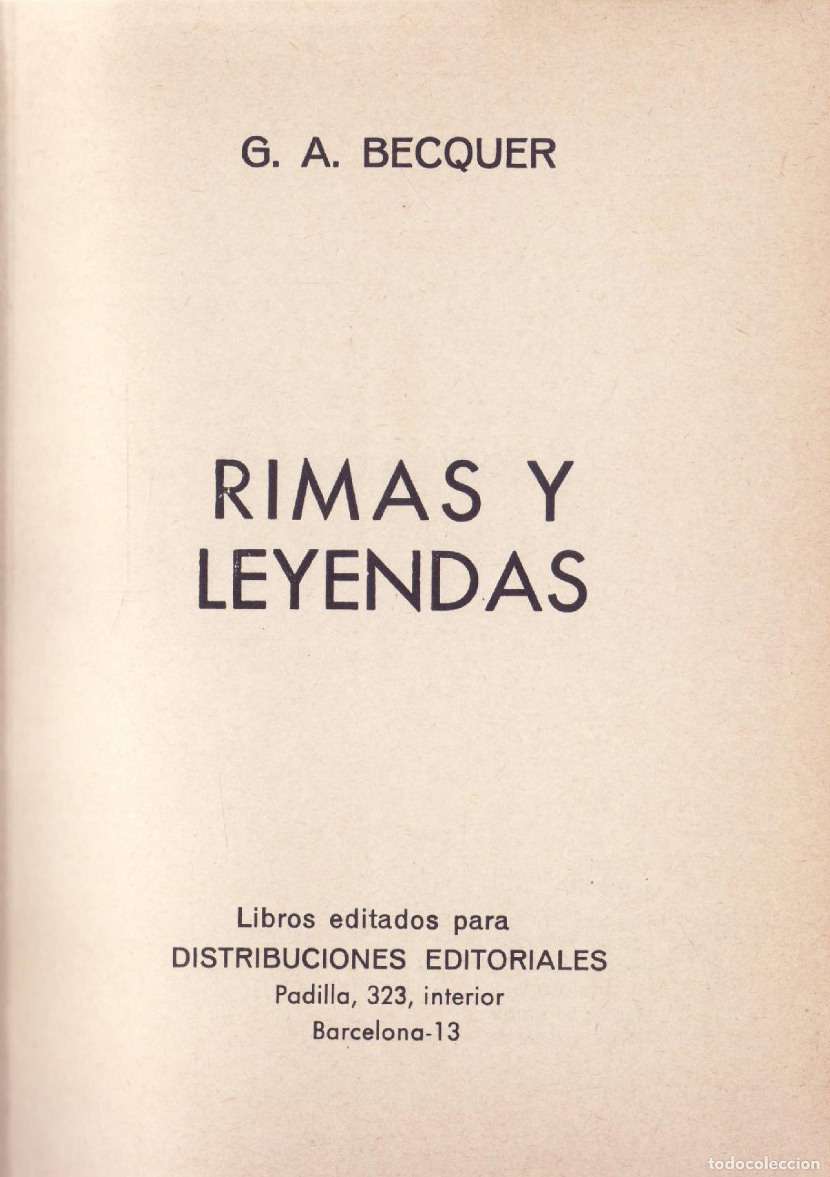 Libros de segunda mano: Rimas y leyendas - Becquer, Gustavo Adolfo - Foto 1