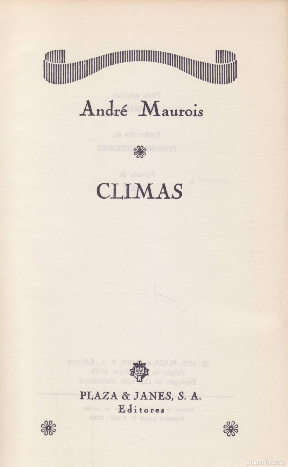 Libros de segunda mano: Climas - Maurois, Andre - Foto 1