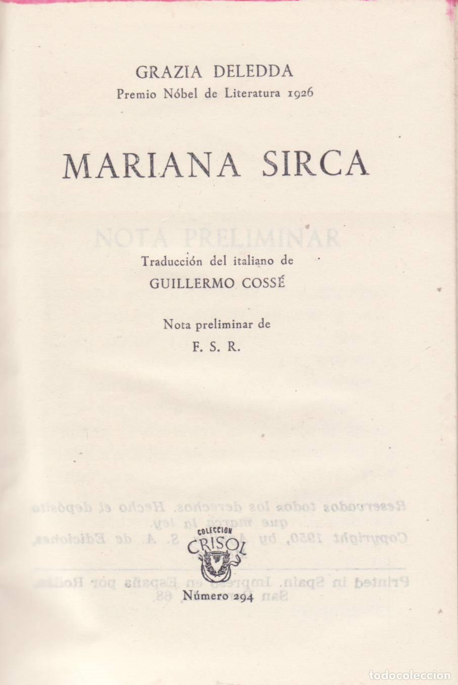 Libros de segunda mano: Mariana Sirca - Deledda, Grazia - Foto 1