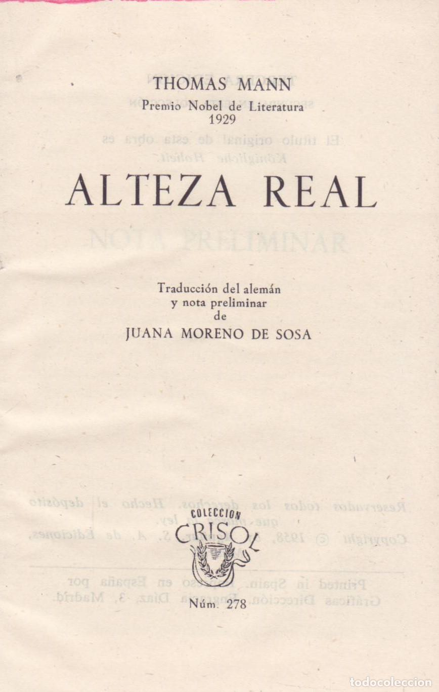 Libros de segunda mano: Alteza real - Mann, Thomas - Foto 1