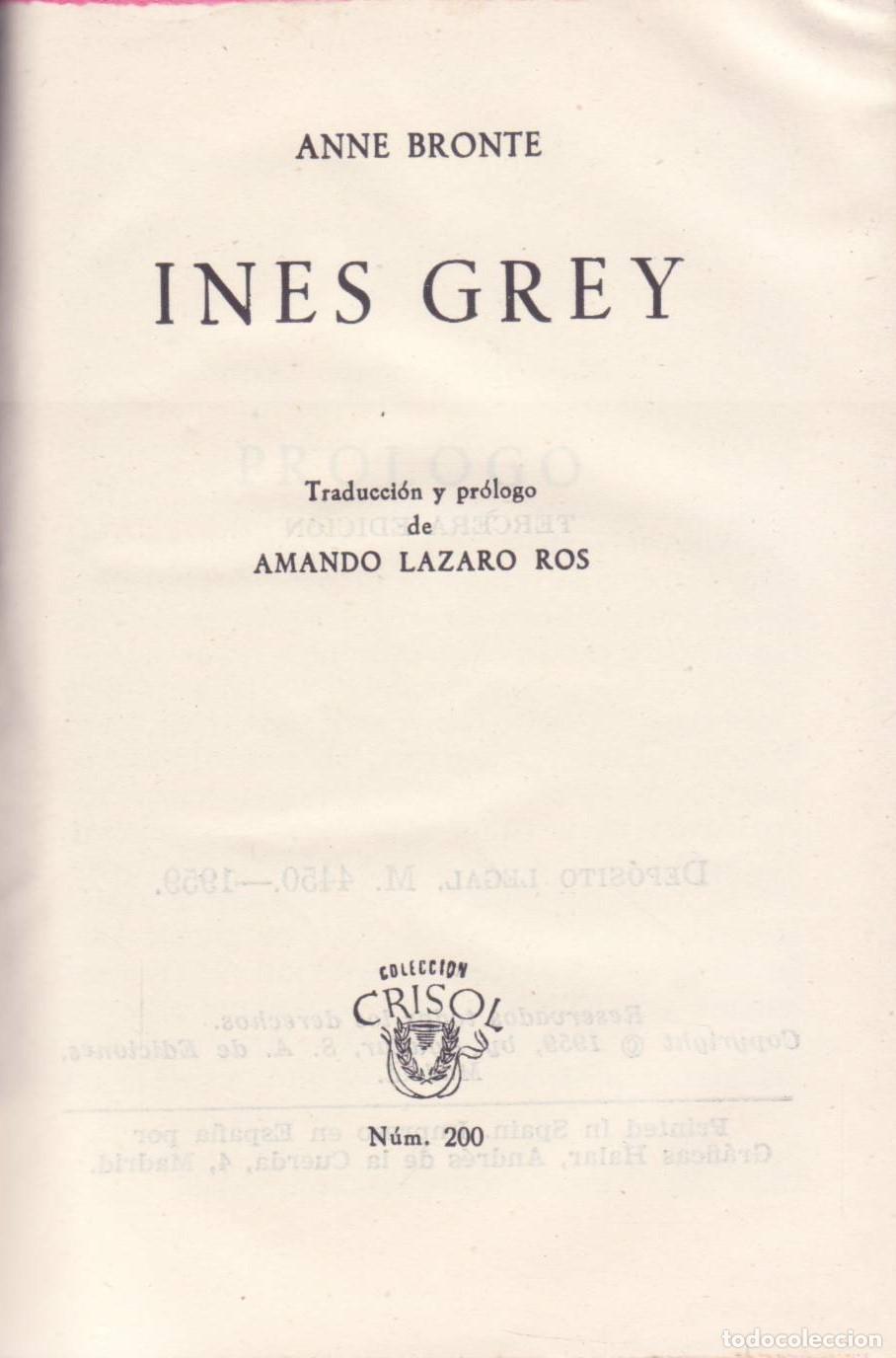 Libros de segunda mano: Ines Grey - Bronte, Anne - Foto 1