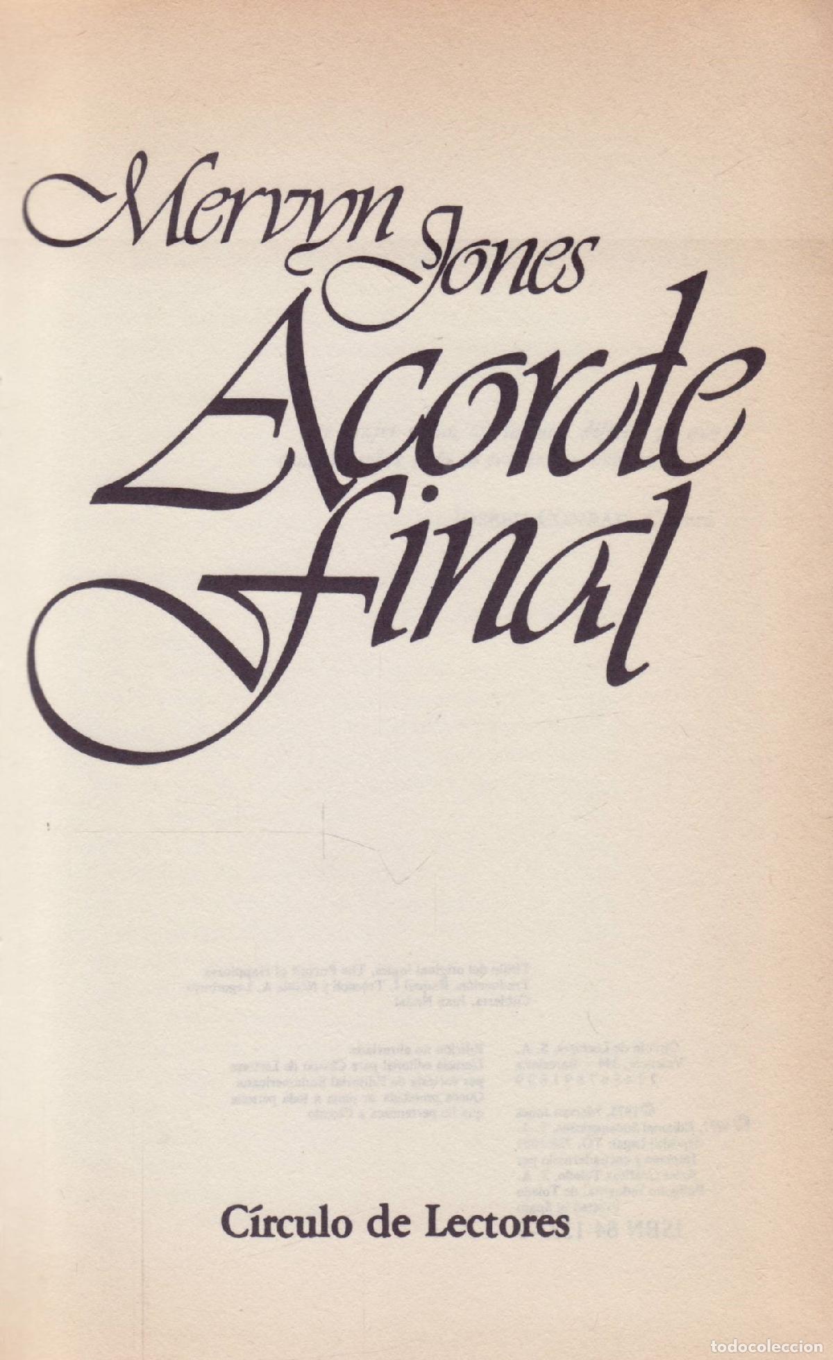 Libros de segunda mano: Acorde final - Jones, Mervyn - Foto 1
