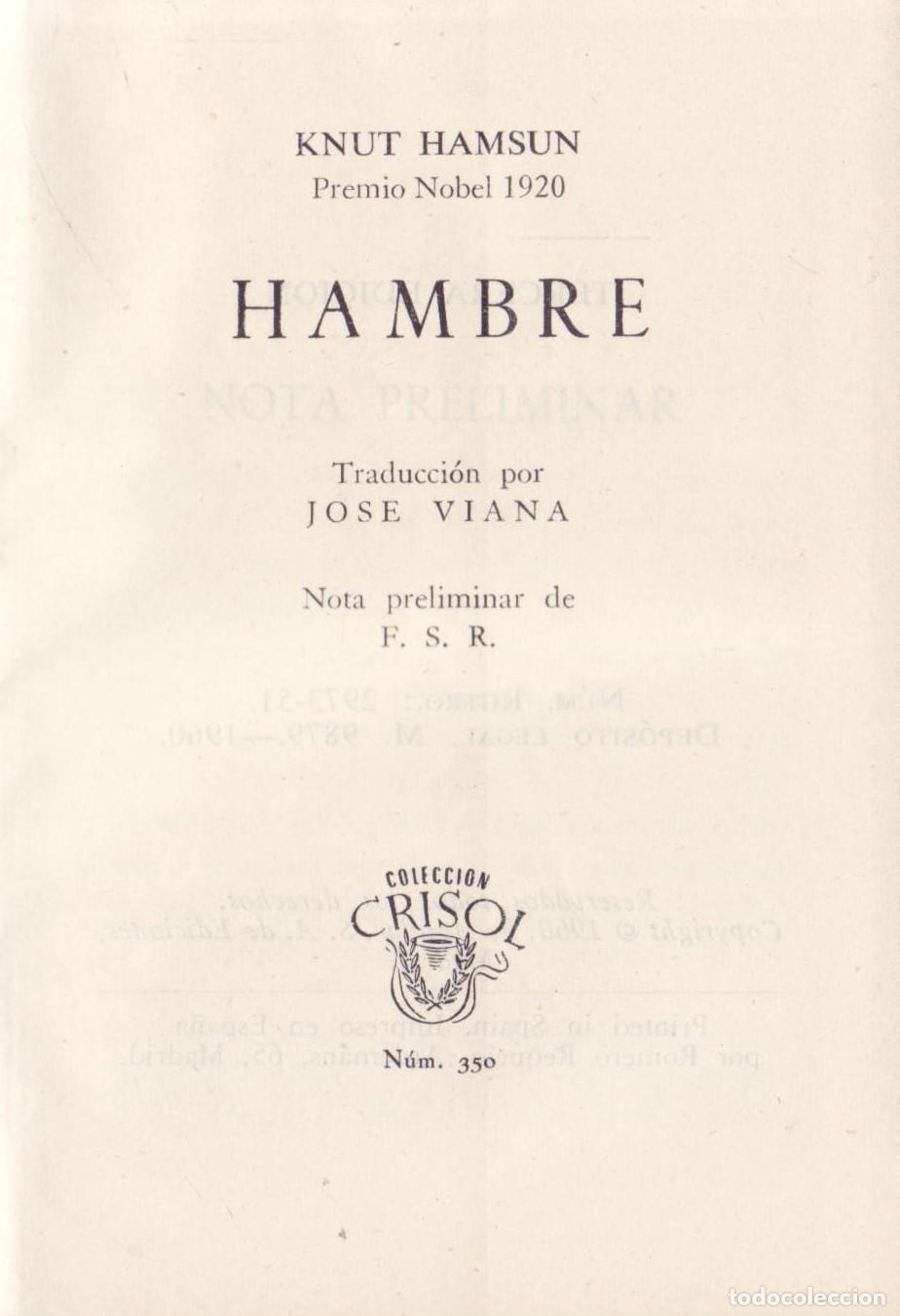 Libros de segunda mano: Hambre - Hamsun, Knut - Foto 1