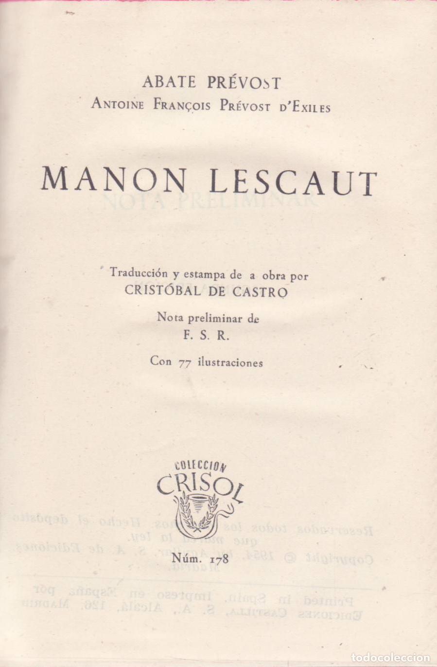 Libros de segunda mano: Manon Lescaut - Abate Prevost - Foto 1