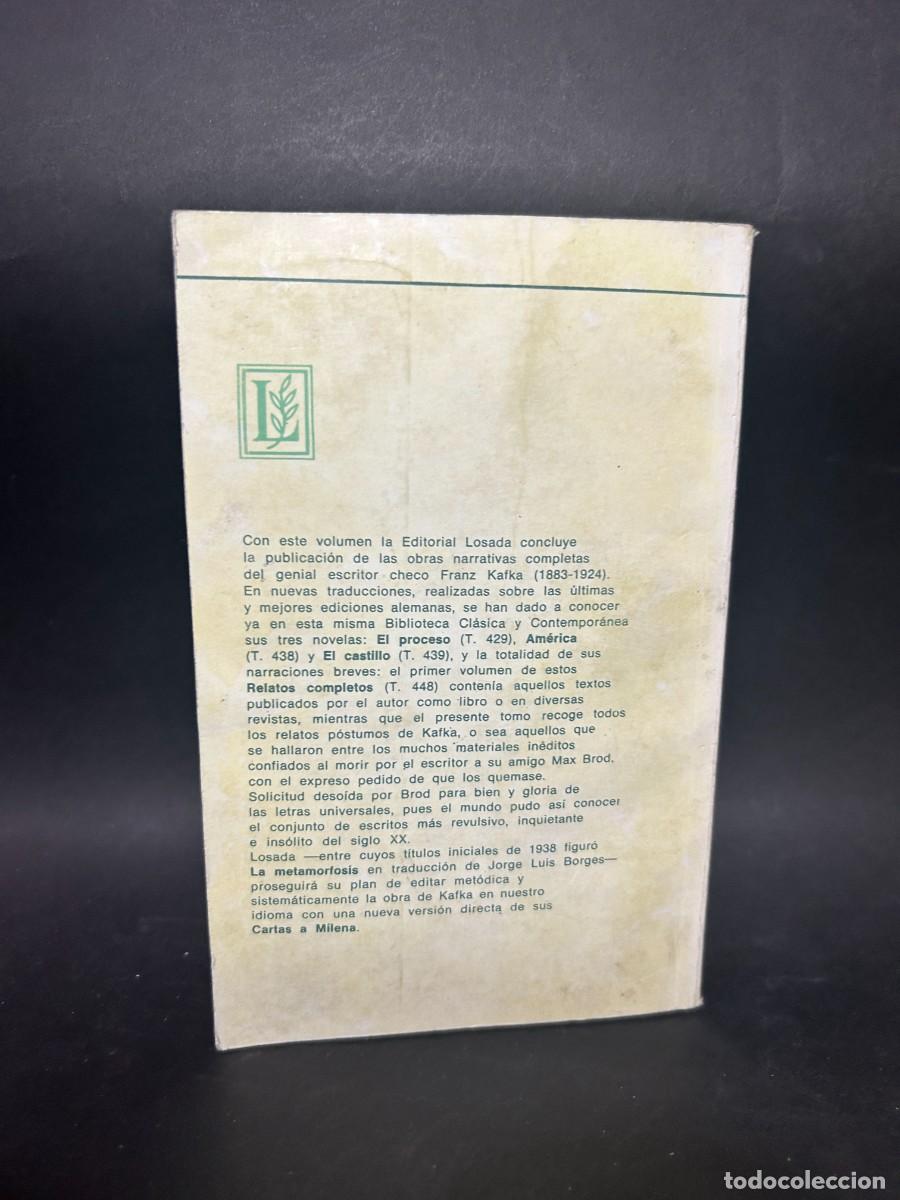 Libros de segunda mano: FRANZ KAFKA - RELATOS COMPLETOS - 1981 - Foto 4