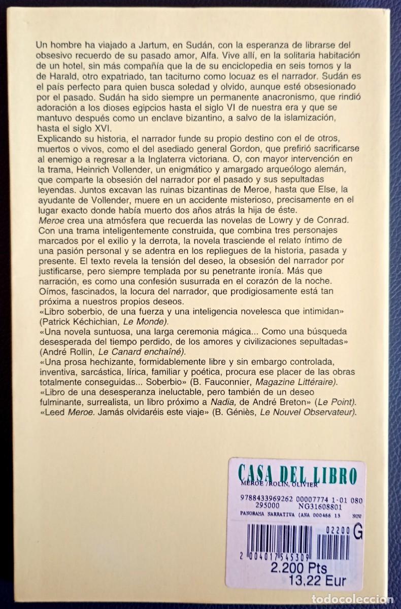 Libros de segunda mano: Olivier Rolin . Meroe . Anagrama - Foto 2